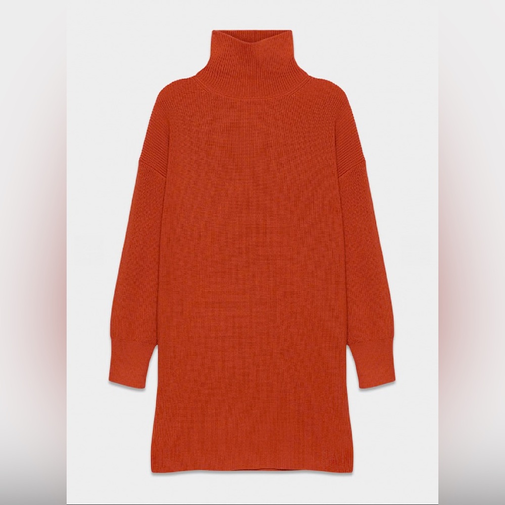 NWT Aritzia Maclean Merino Wool Dress Oversized Turtleneck Sweater sz Small Red - Picture 5 of 9